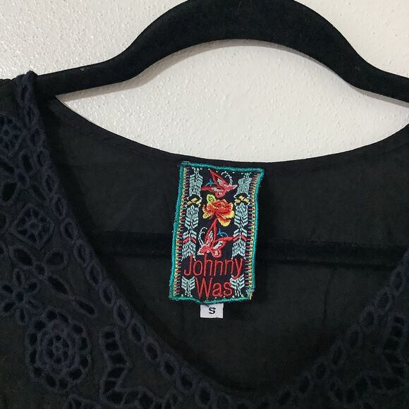 Johnny Was Eyelet Lace Crochet Witchy Whimsigoth Boho Oversized Dress Small - Picture 7 of 7